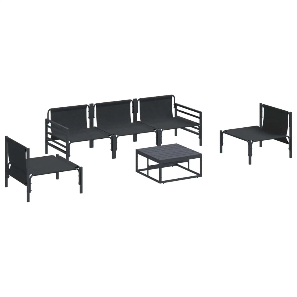 Set Divano da Giardino con cuscino 6 pcs Nero Acciaio