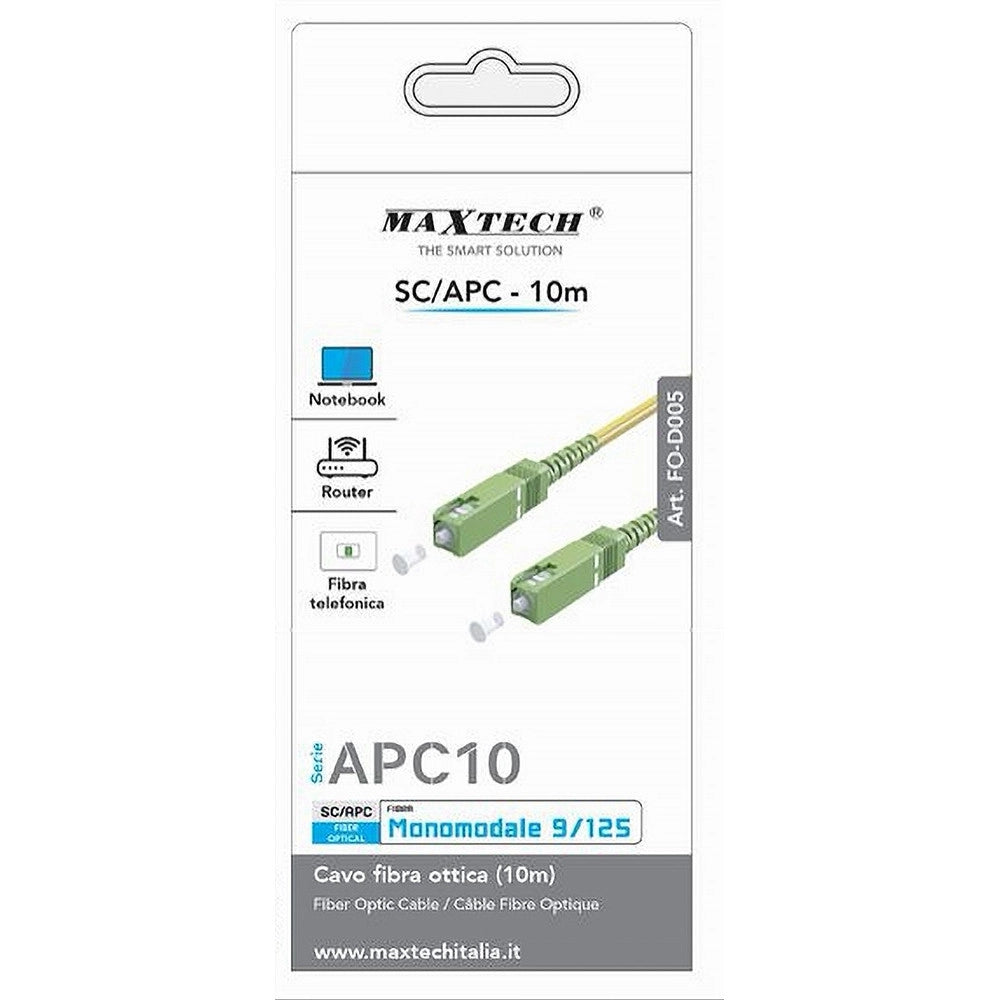 Trade Shop - Cavo Fibra Ottica Monomodale 9/125 Sc-apc 10 Mt Per Router Notebook Fo-d005-10m -