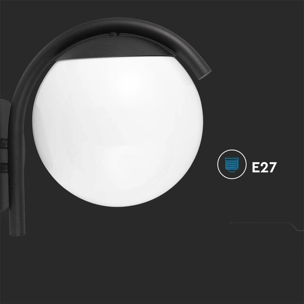 Applique esterno a sfera V-TAC E27 nero opaco IP44 26cm