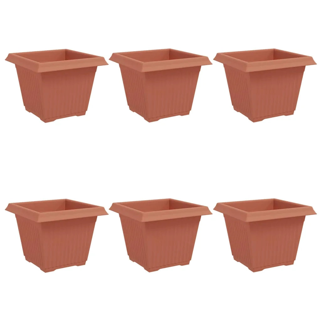Fioriere | Cassetta per fiori | Vaso quadrato per fiori 6 pz Rosso Mattone 28,5 x 28,5 x 22 cm