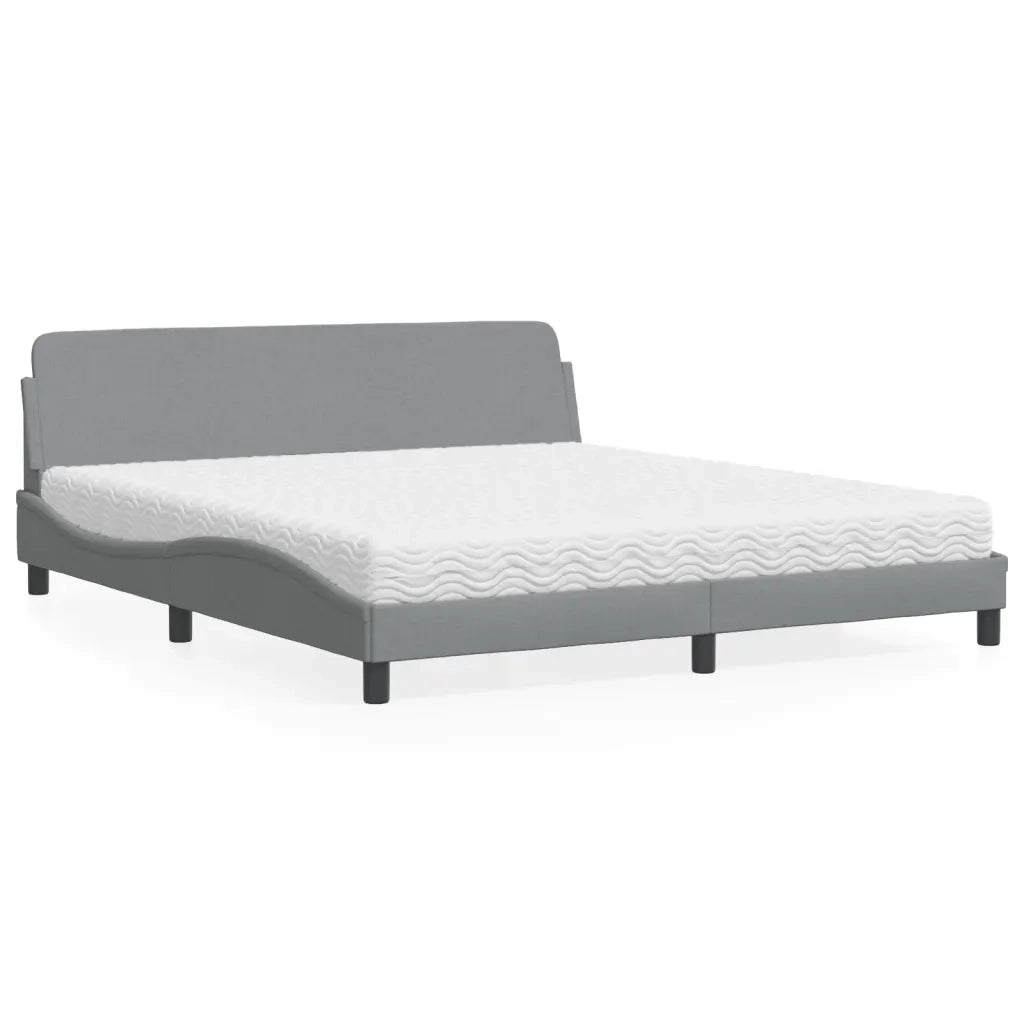 Letto con Materasso Dover Grigio Chiaro180x200 cm Tessuto