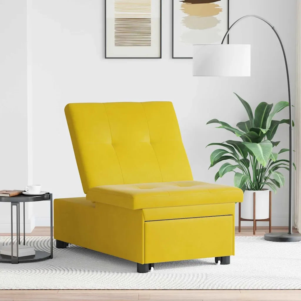 Divano letto Giallo 194 x 67 x 82 cm Velluto 42008601