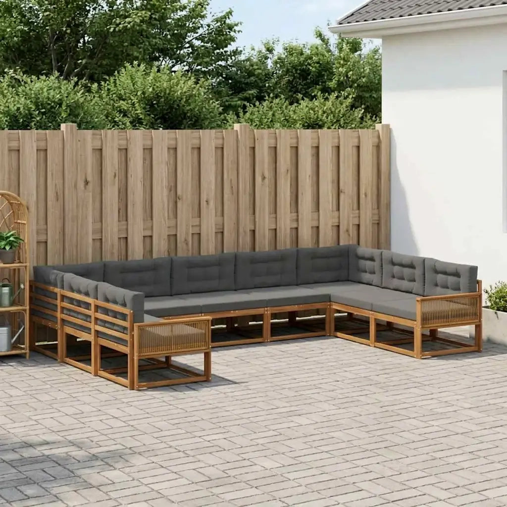 Set di divani da esterno con cuscino 9 pcs Naturale e Antracite 3382890