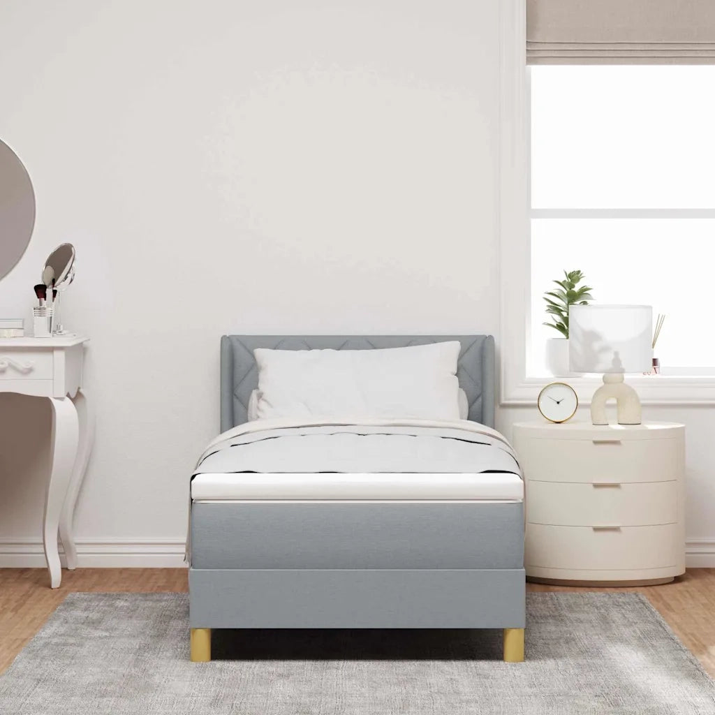 Letto a molle con testiera Grigio chiaro 200 x 90 cm Poliestere