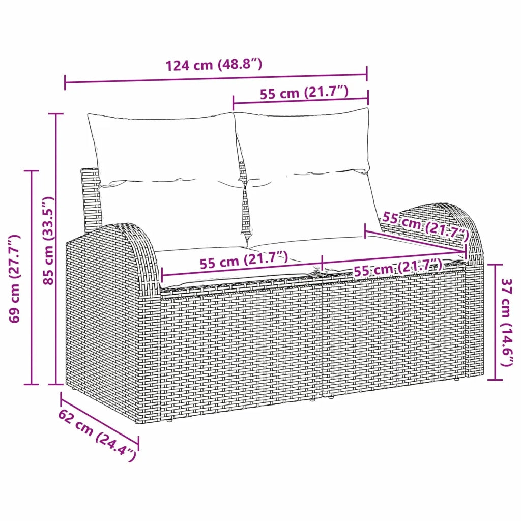 Divano da giardino Marrone 124 x 62 x 85cm polyrattan 42006738