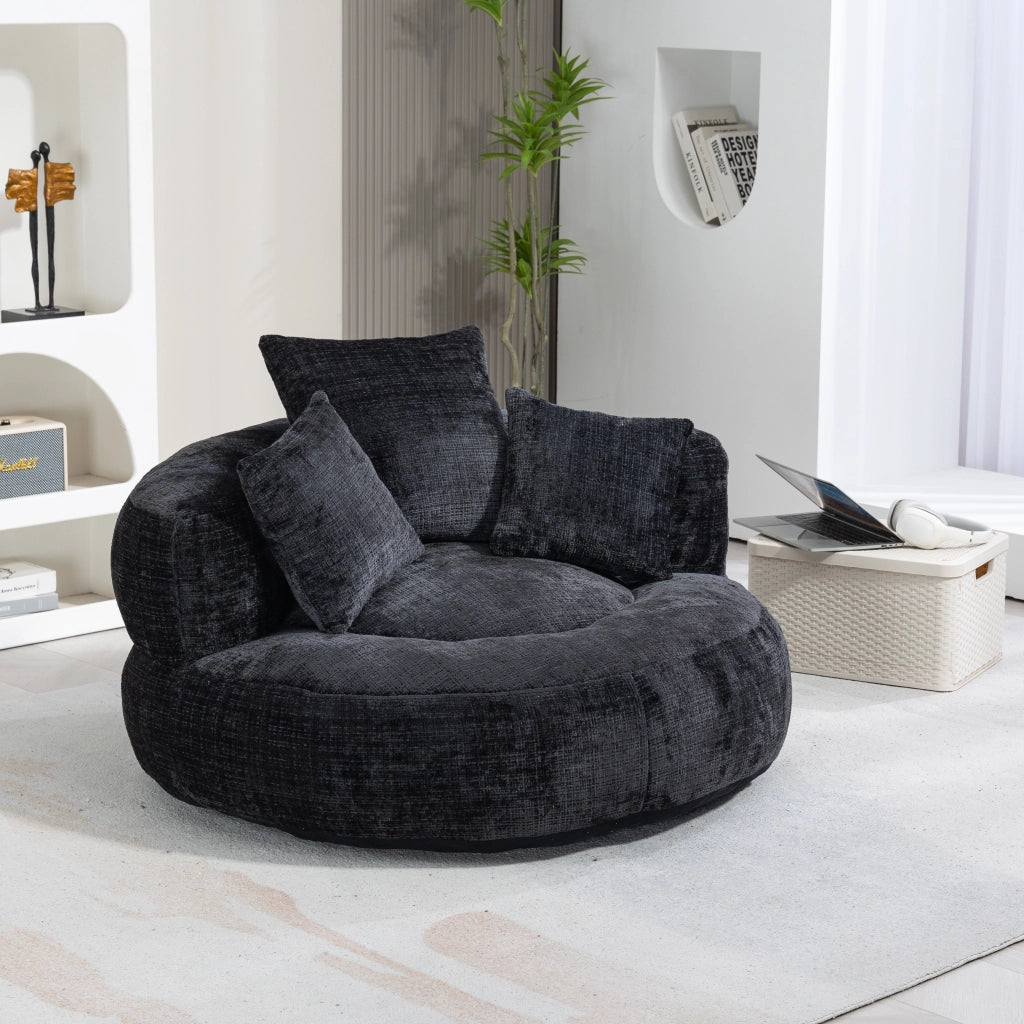 Divano Poltrona Gaming con Cuscini ¨C MINIMAL ¨C Nero, Tessuto Chenille