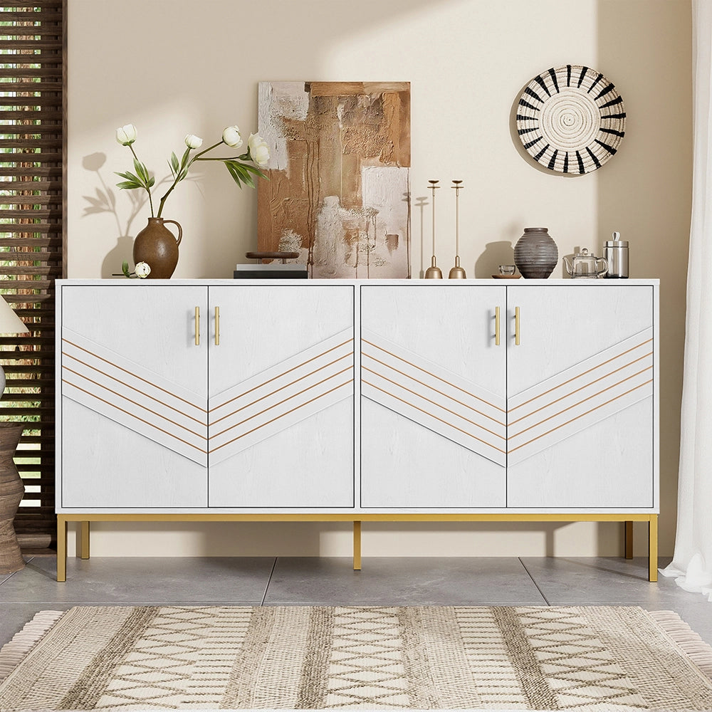 Buffet - Xylo - 4porte MDF bianco/oro regolabile