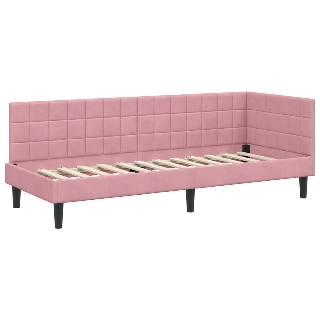 Cornice del letto ad angolo Rosa 80 cm x 200 cm Velluto 42016411