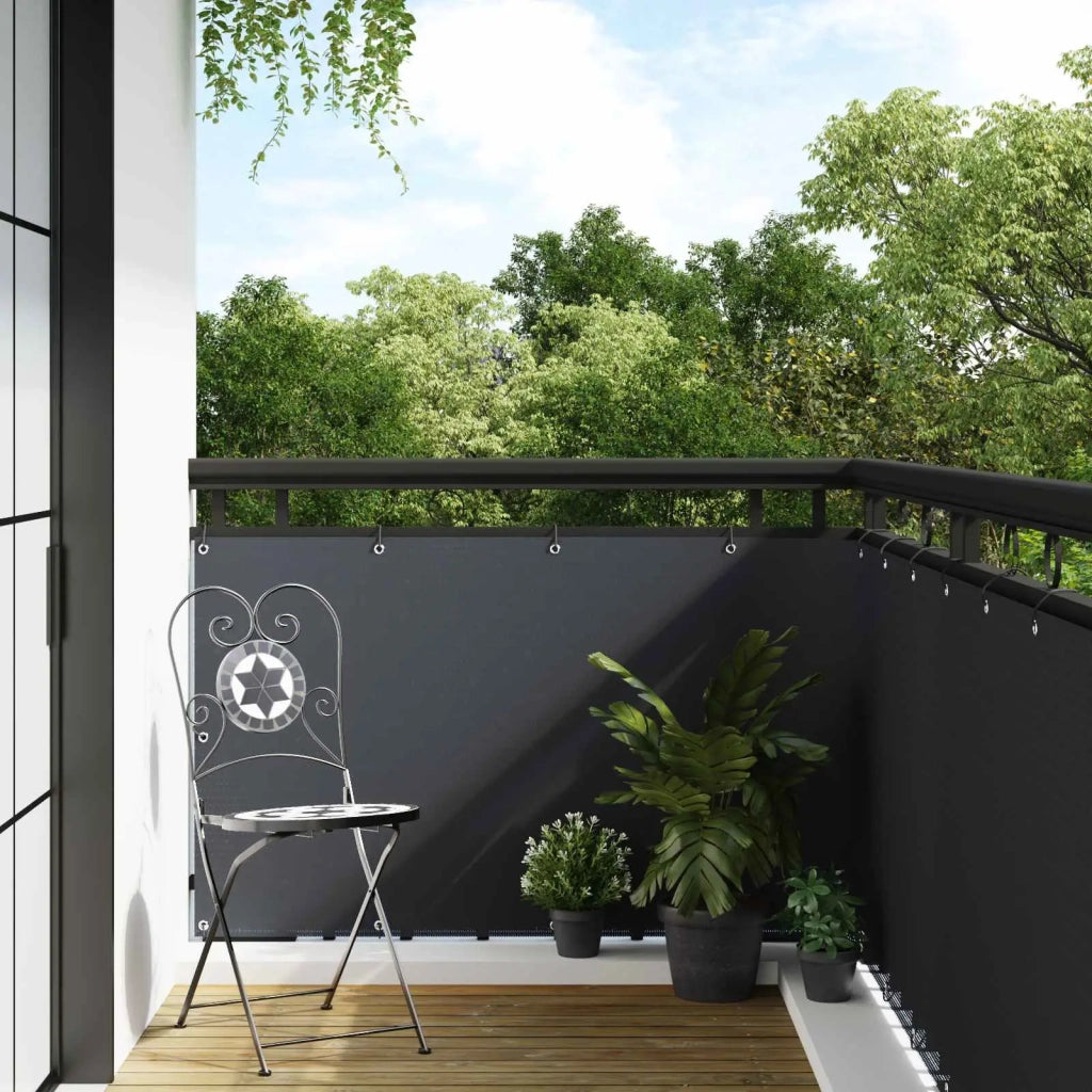 Paravento da Balcone | Schermo per Balcone con Occhielli Antracite