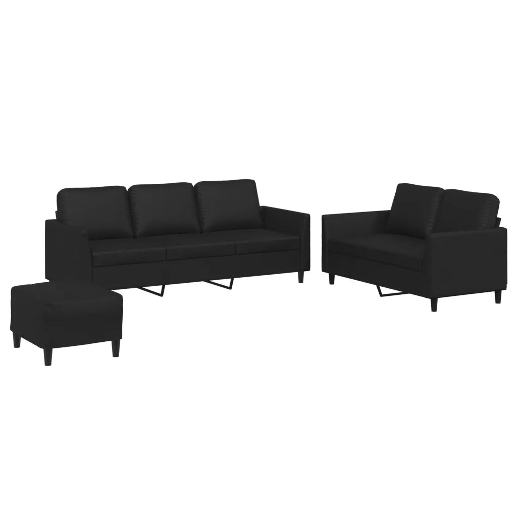 Set di Divani 3 pz con Cuscini Nero in Similpelle 3201765