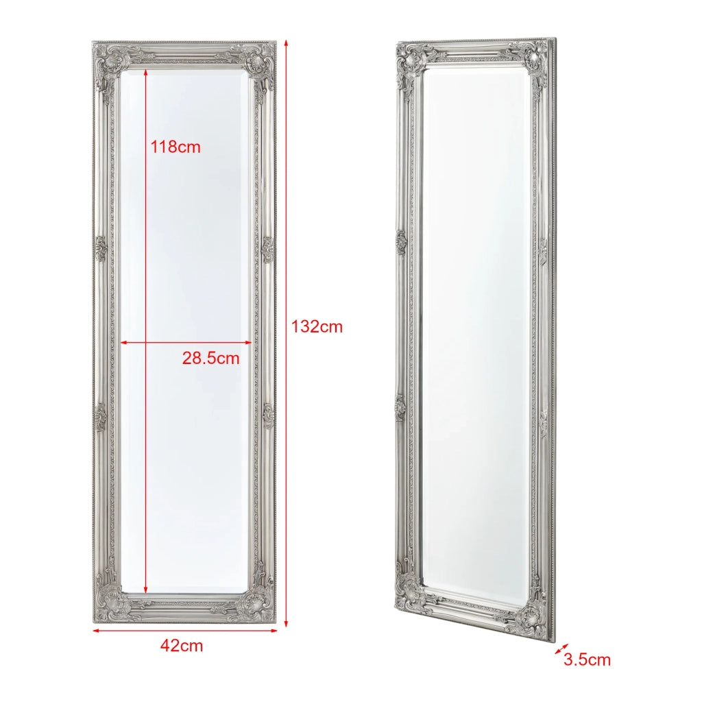 Specchio da parete 132 x 42 x 3,5 cm argento 03_0007906