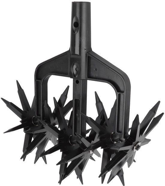 Cultivatore manuale 2 in 1 per la preparazione del terreno e la preparazione dei semi - lunghe punte - ruota intercambiabile