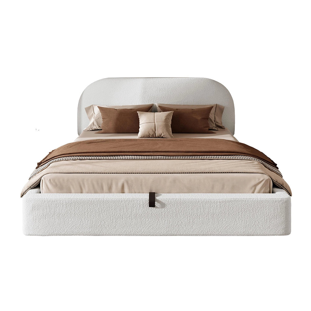 Letto doppio imbottito 180x200cm - Xylo - bouclé beige