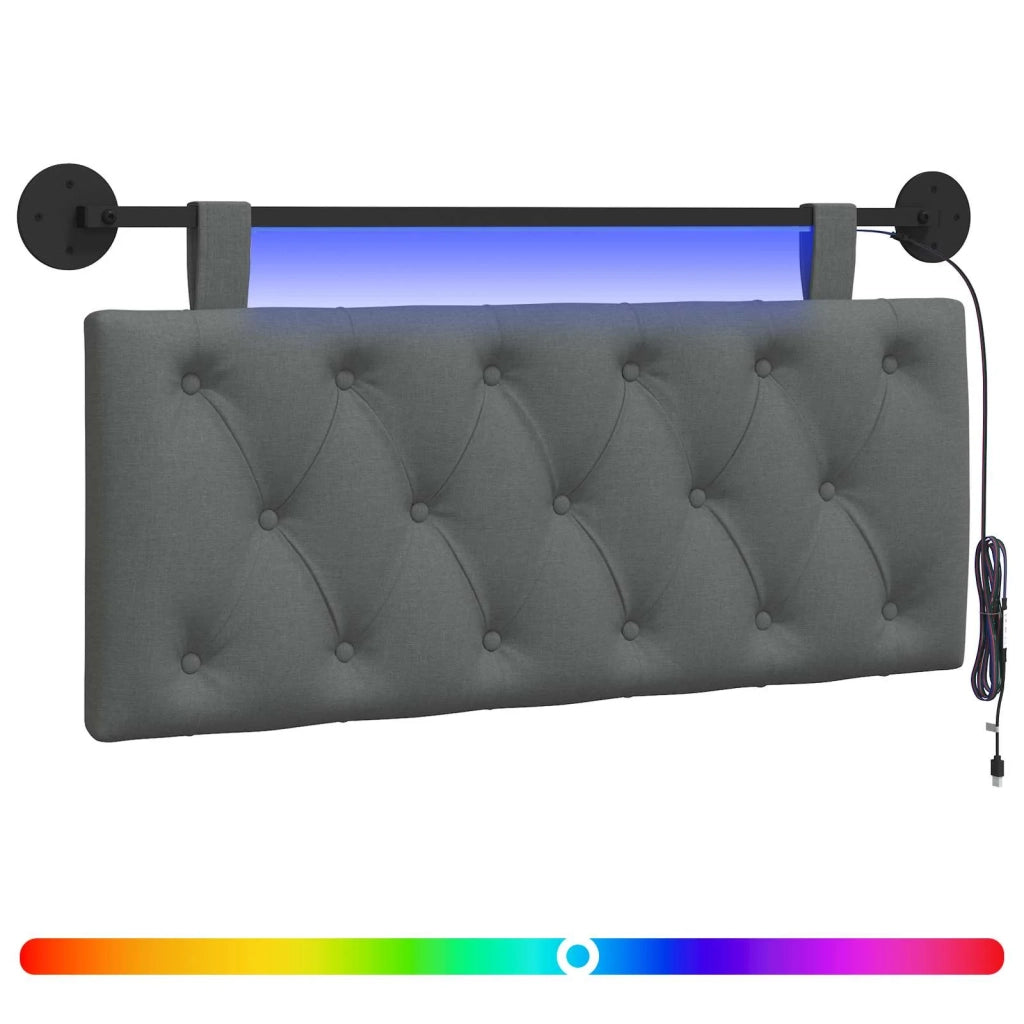 Testiera sospesa Con luce LED Grigio Scuro Tessuto 3424570