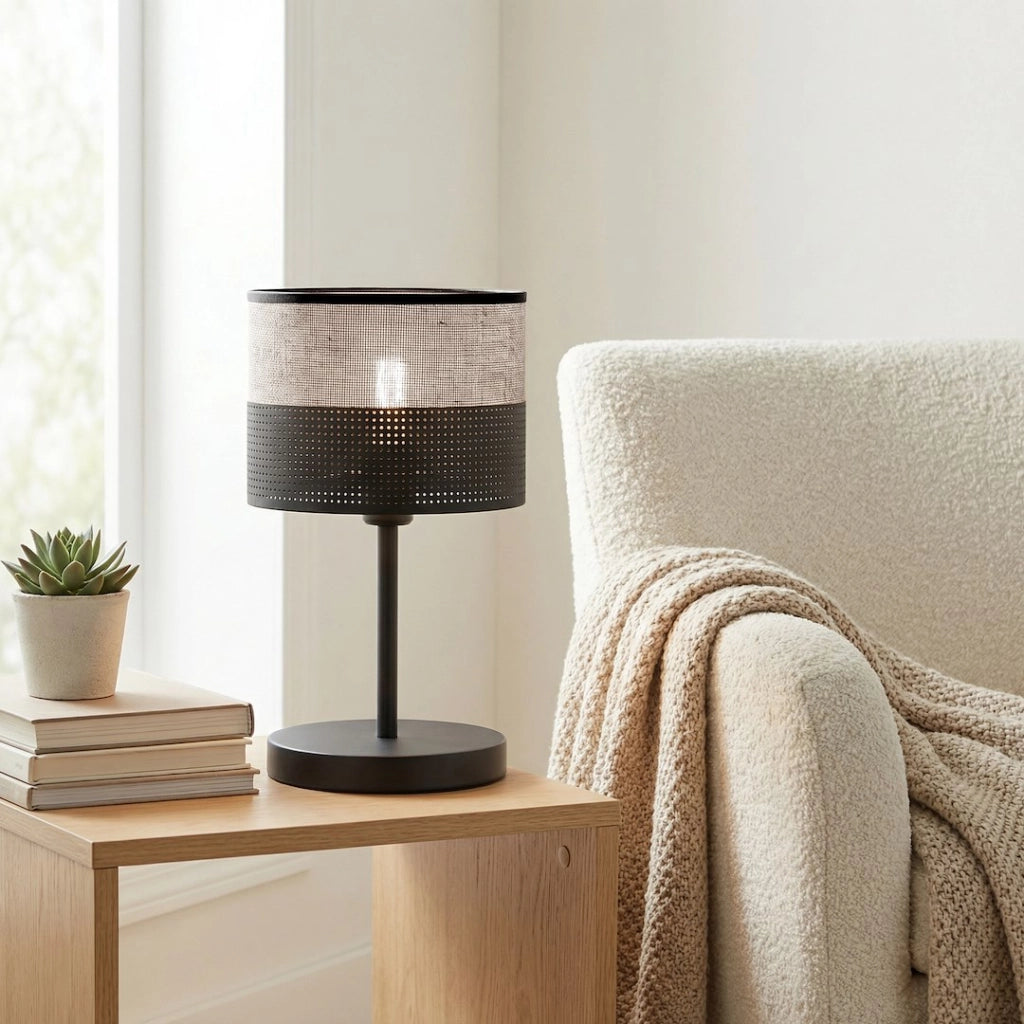 Lampada da tavolo KARBON traforata nera 1xE27 Emibig