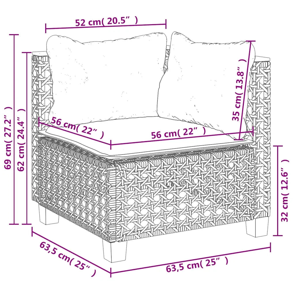 Set Divani da Giardino 7 pz con Cuscini Beige in Polyrattan 3261976