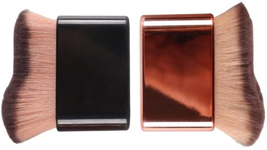 Set di pennelli autoabbronzanti - 2 pezzi - seta sintetica morbida - adatto per crema solare - applicatore di trucco - compatto per viaggi - pennello per trucco