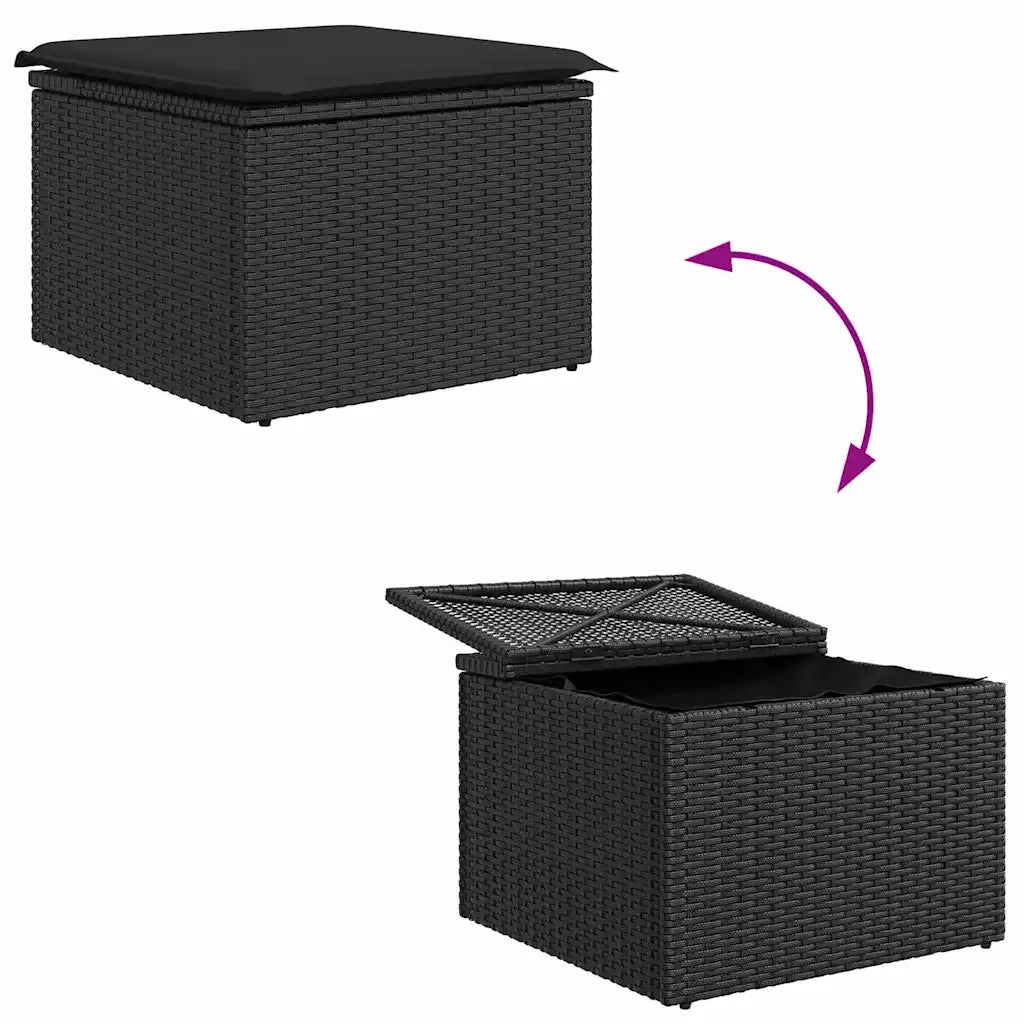 Set di divani con cuscino 5 pcs Nero polyrattan 3354672