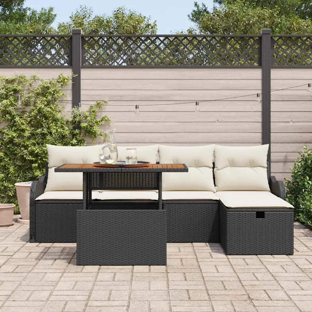 Set Divano da Giardino 6 pcs Nero polyrattan 3361264