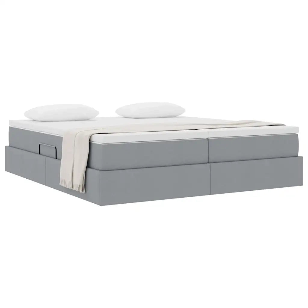 Letto con contenitore e materasso Grigio chiaro 200 x 200 cm 3370355
