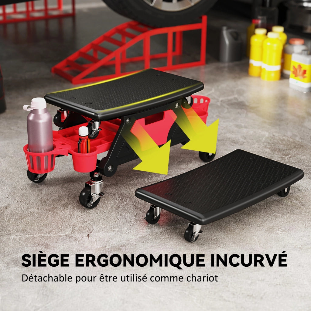 Sgabello da lavoro mobile con rotelle ¨C zephmum ¨C 86x33x33cm, rosso