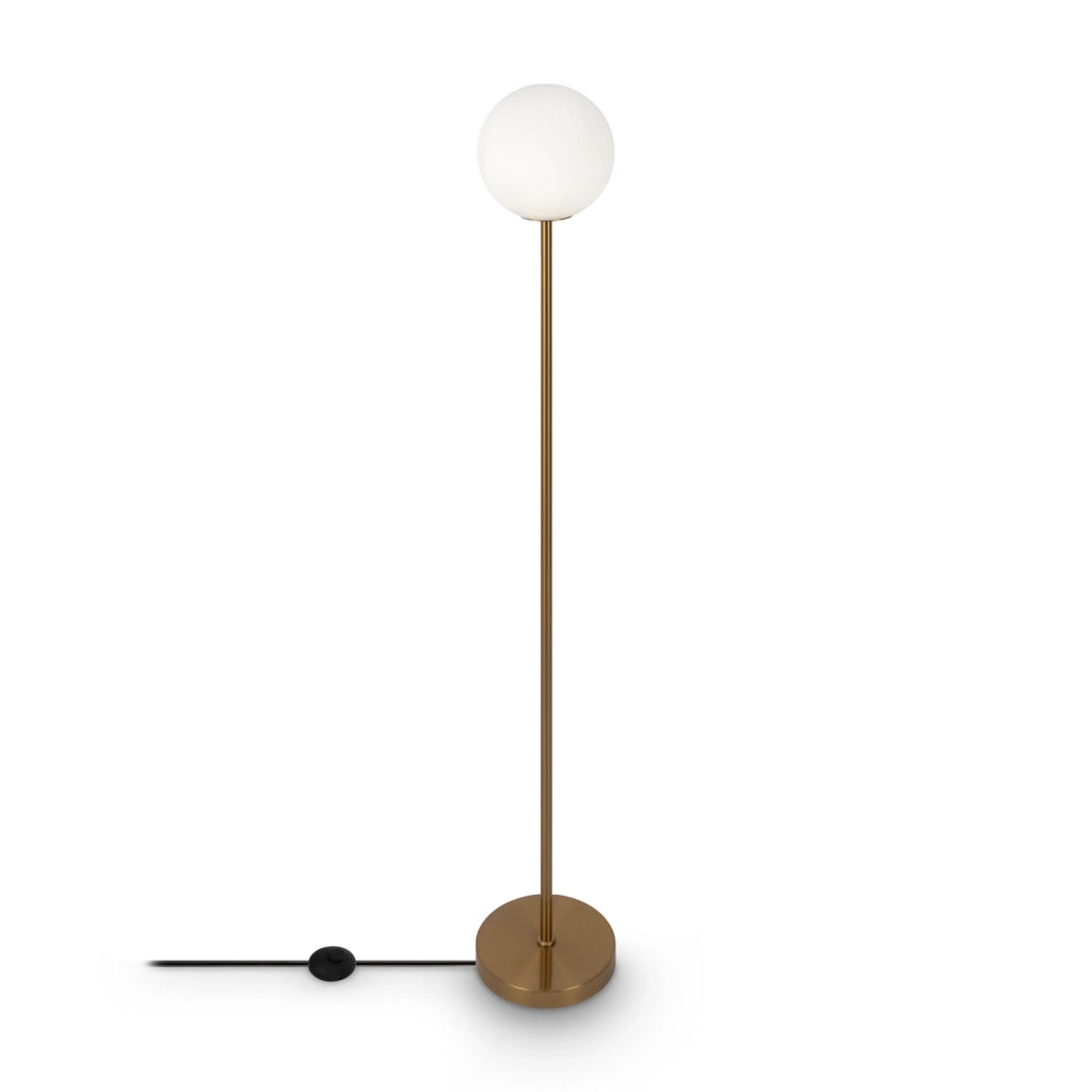 Piantana Contemporanea Ring Metallo Ottone 1 Luce Diffusore Bianco