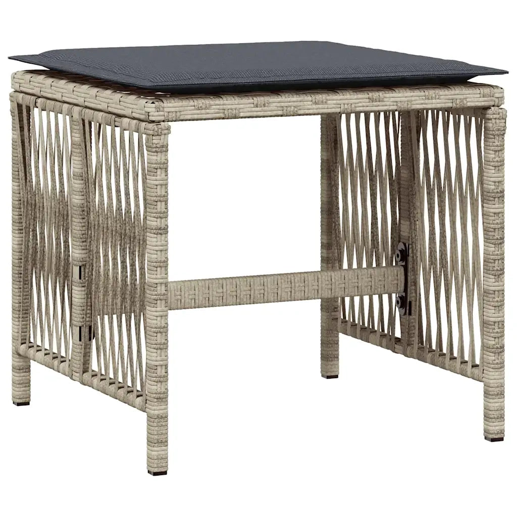 Set Pranzo Giardino 11pz con Cuscini Grigio Chiaro Polyrattan