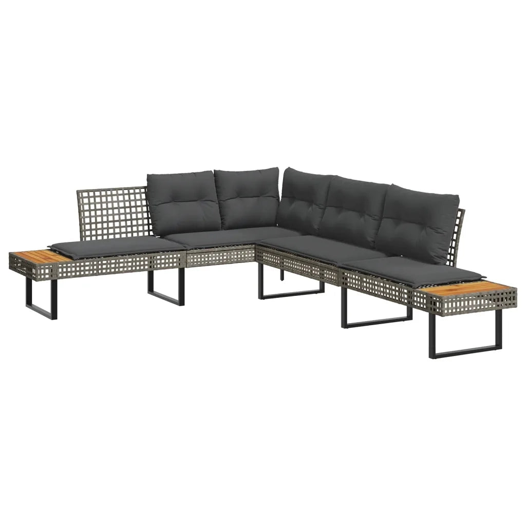 Set Divani da Giardino 2pz con Cuscini Grigio Polyrattan Acacia 3277499