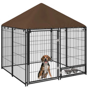 Recinto per Cani in Metallo e Tessuto ¨C Minimal ¨C Nero e Marrone 141x141x151 cm