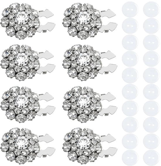 Set di Coppe Strass - 8 pezzi - Coppe Decorative - Clip rimovibile - Hars/Messing - 17,5 x 17,5 mm / 12,5 x 12,5 mm - Decorazione di Coppe