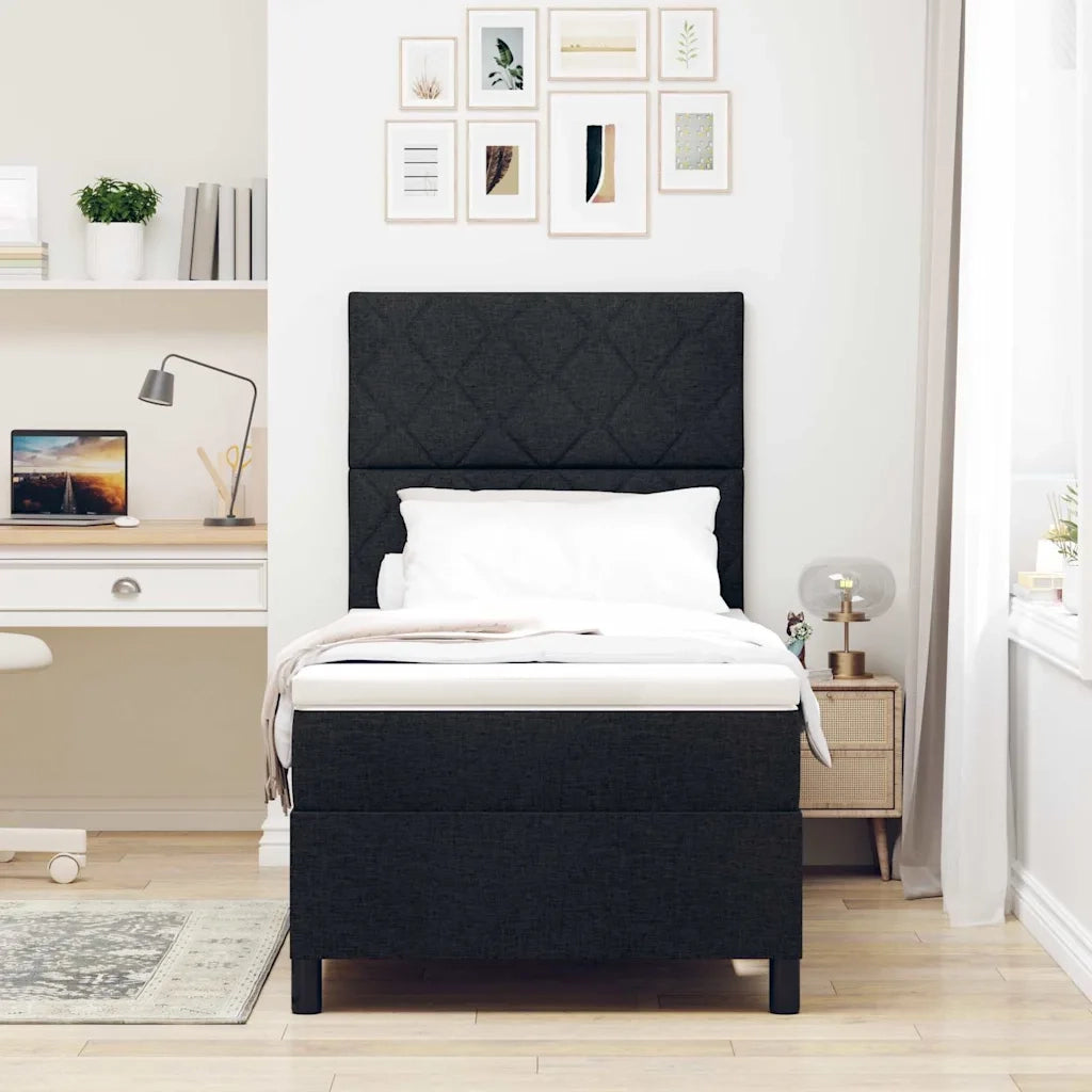 Letto a molle con materasso con led Nero 100 x 200 cm Tessuto