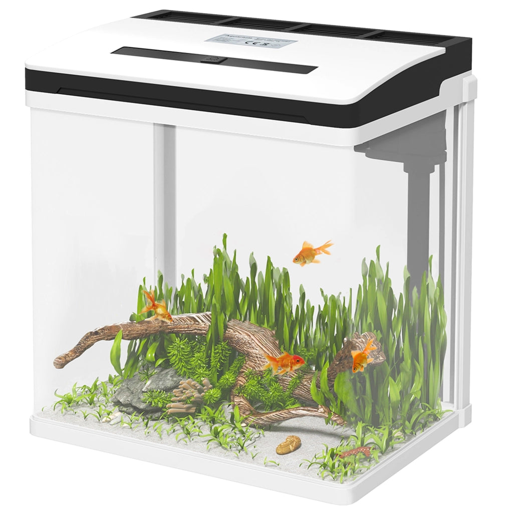 Acquario 13L con Filtro e Luce LED ¨C Minimal ¨C 29x20x30,5 cm Bianco