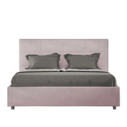Letto matrimoniale francese con rete imbottito 140x190 microfibra glicine Mika
