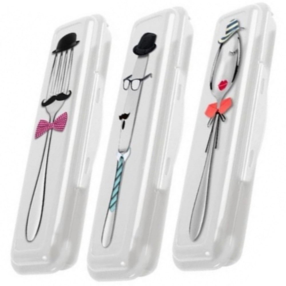 Trade Shop - 2 X Custodia Portaposate Posate Forchette Coltello Porta Da Pranzo Scuola -