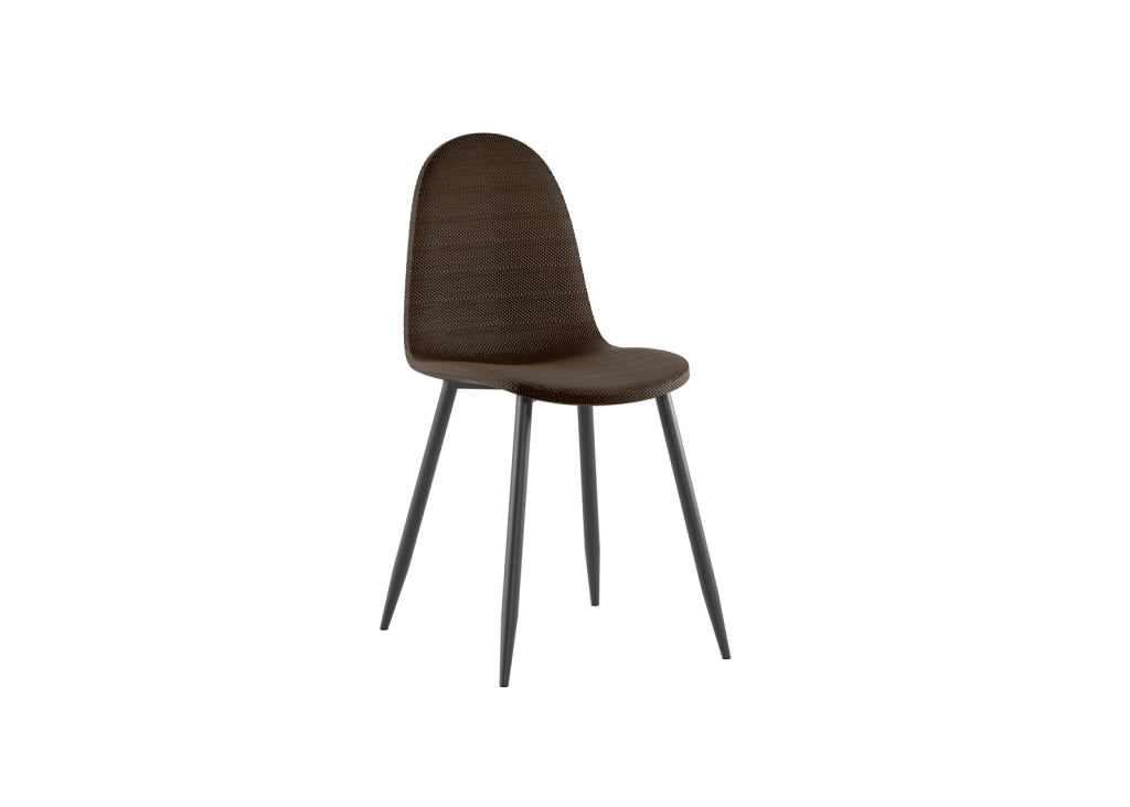 Sedia Martina in similrattan marrone con struttura in metallo grigio scuro - Design ergonomico per sala da pranzo 38x43x86,5 cm