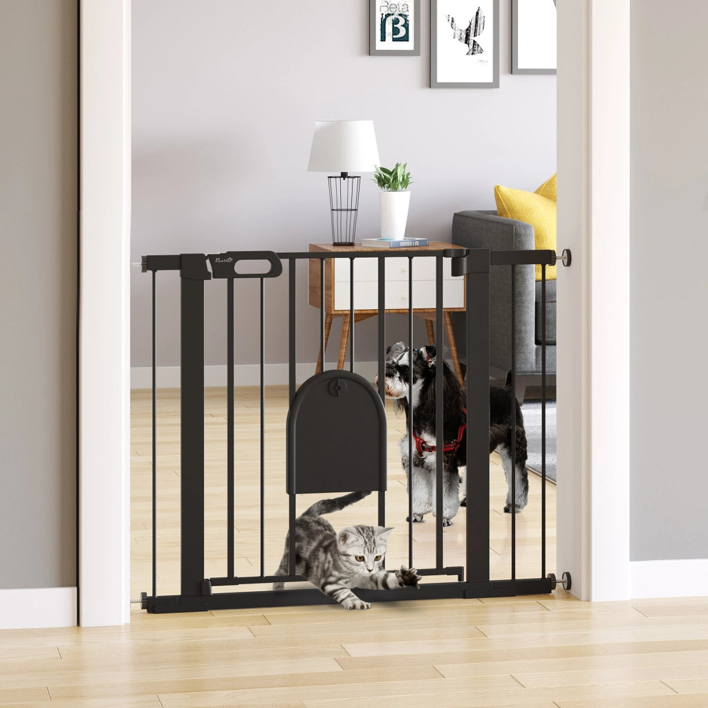 Barriera di sicurezza per animali con porta e chiusura automatica ¨C Zephmum ¨C Nero