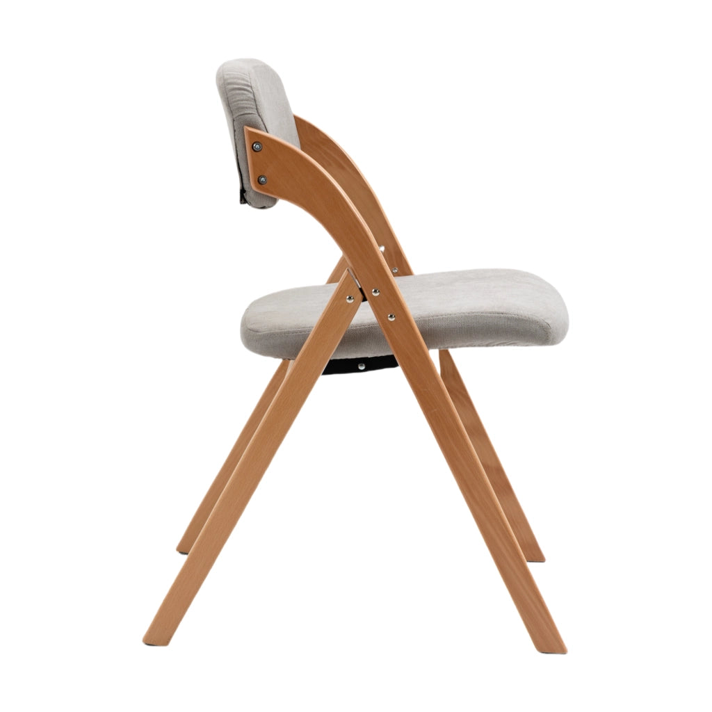 Set di 2 sedie pieghevoli - con seduta imbottita e schienale rinforzato - in legno massiccio grigio
