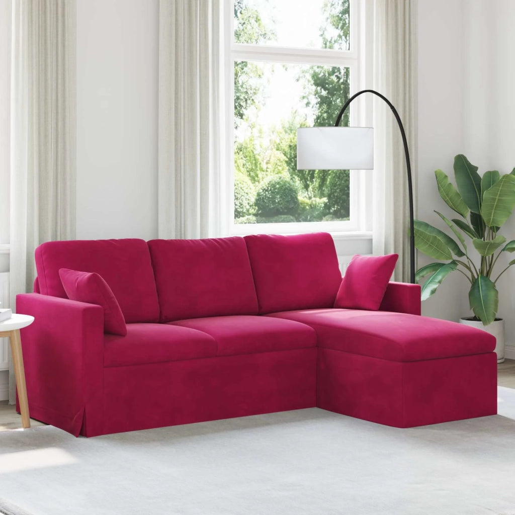 Divano Rosso Vino 198 x 134 x 80 cm Velluto 42024463