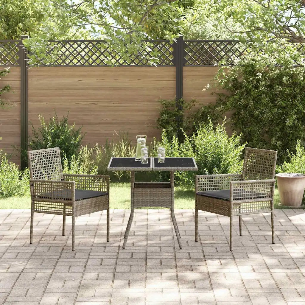 Set da Pranzo per Giardino 3 pcs Grigio polyrattan 3334927
