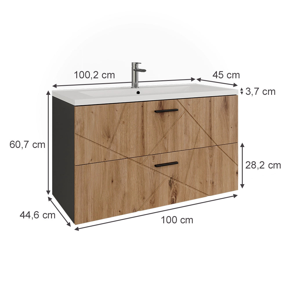 Vicco Set di mobili da bagno Antracite/Artisan 2 parti