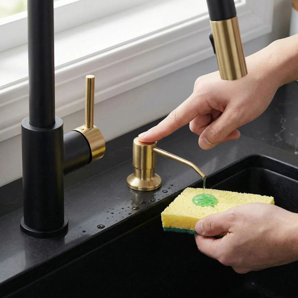 Dispenser Lavello Sapone Rea Erogatore Lon Brush Gold