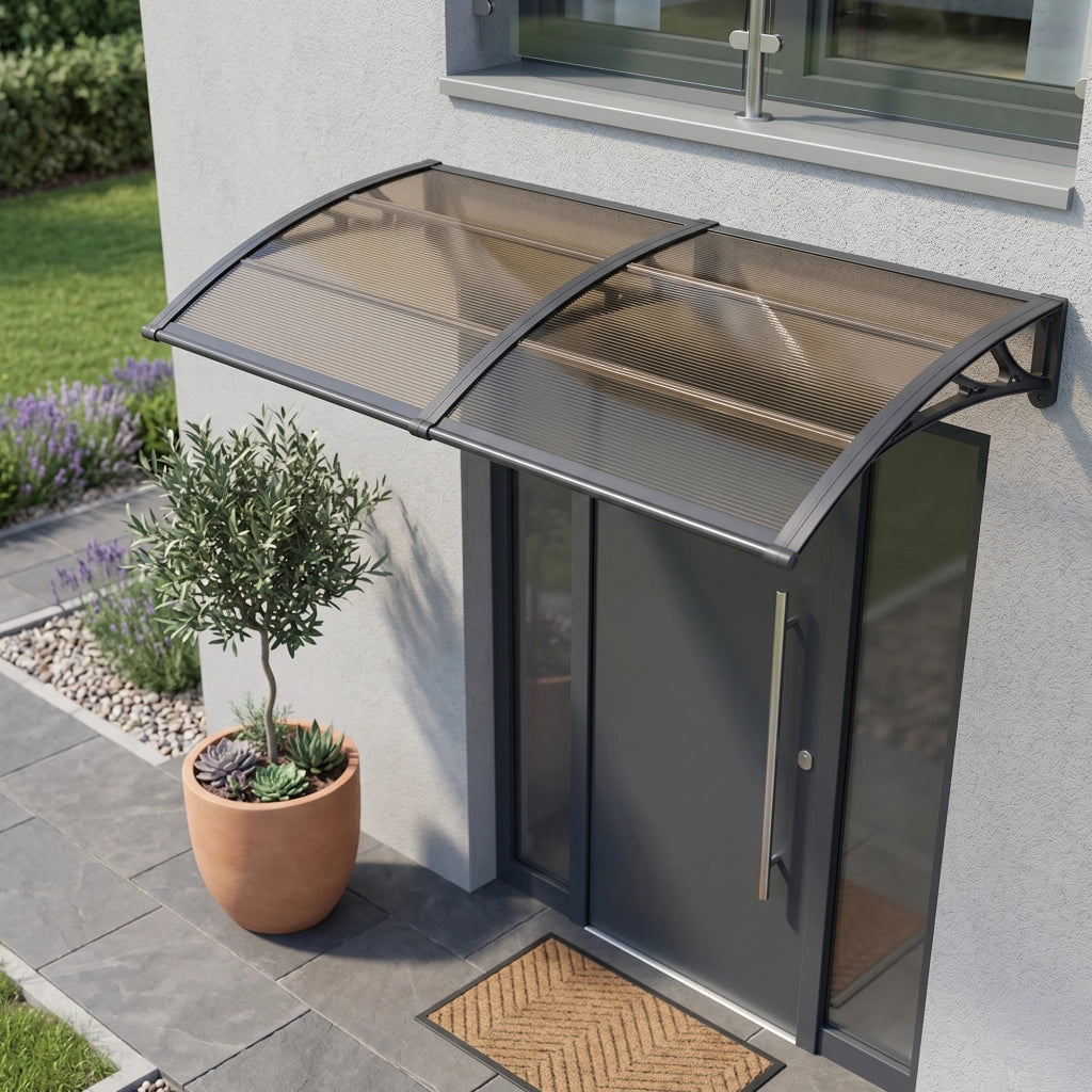 Pensilina per Ingresso Mellerud in Policarbonato 240 x 100 cm Marrone / Nero [en.casa]