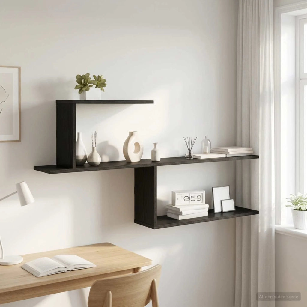 Scaffale da parete Rovere Nero 122 x 18 x 60 cm 8012181