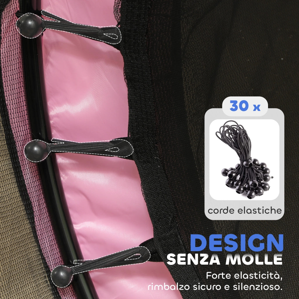 Tappeto Elastico per Bambini con Rete di Sicurezza ¨C Minimal ¨C Rosa, ?140x190 cm