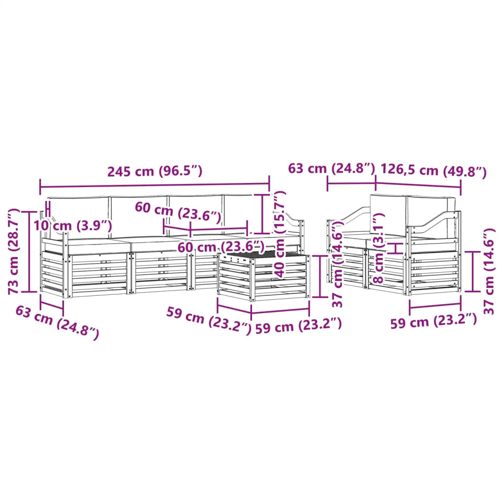 Set di divani da esterno 7 pcs Bianco e Beige Poliestere 3391453