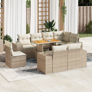 Set Divano da Giardino 9 pz con Cuscini Beige in Polyrattan 3327390
