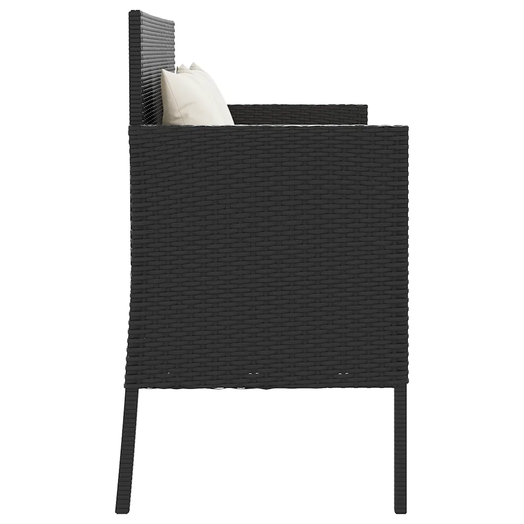 Panchina da Giardino | Panca da Giardino con Cuscini Nera in Polyrattan