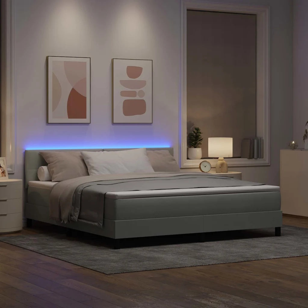 Letto a Sorgente LED con led Grigio chiaro 180 x 200 cm Velluto