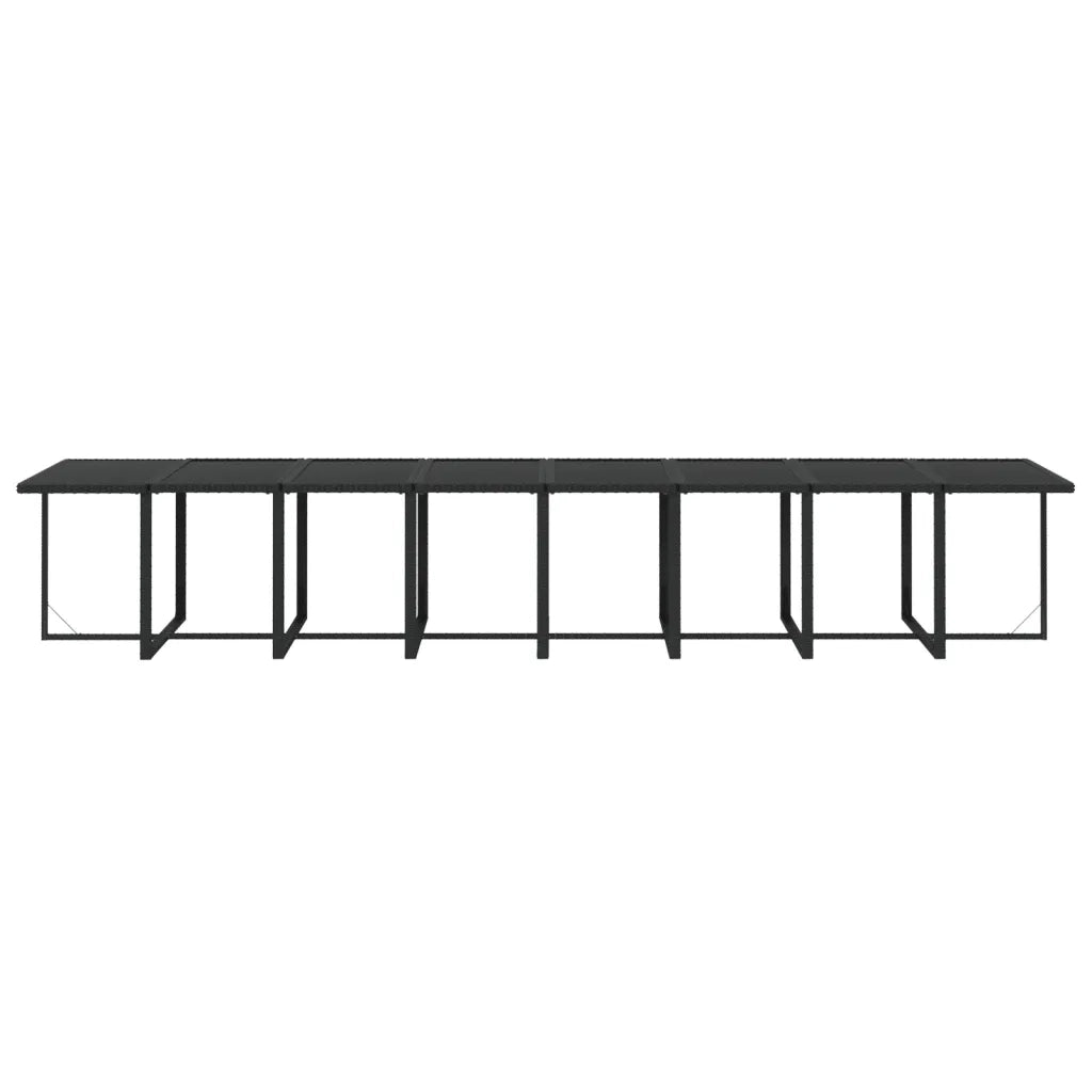 Set da Pranzo da Giardino 17 pz con Cuscini Nero in Polyrattan 3095665