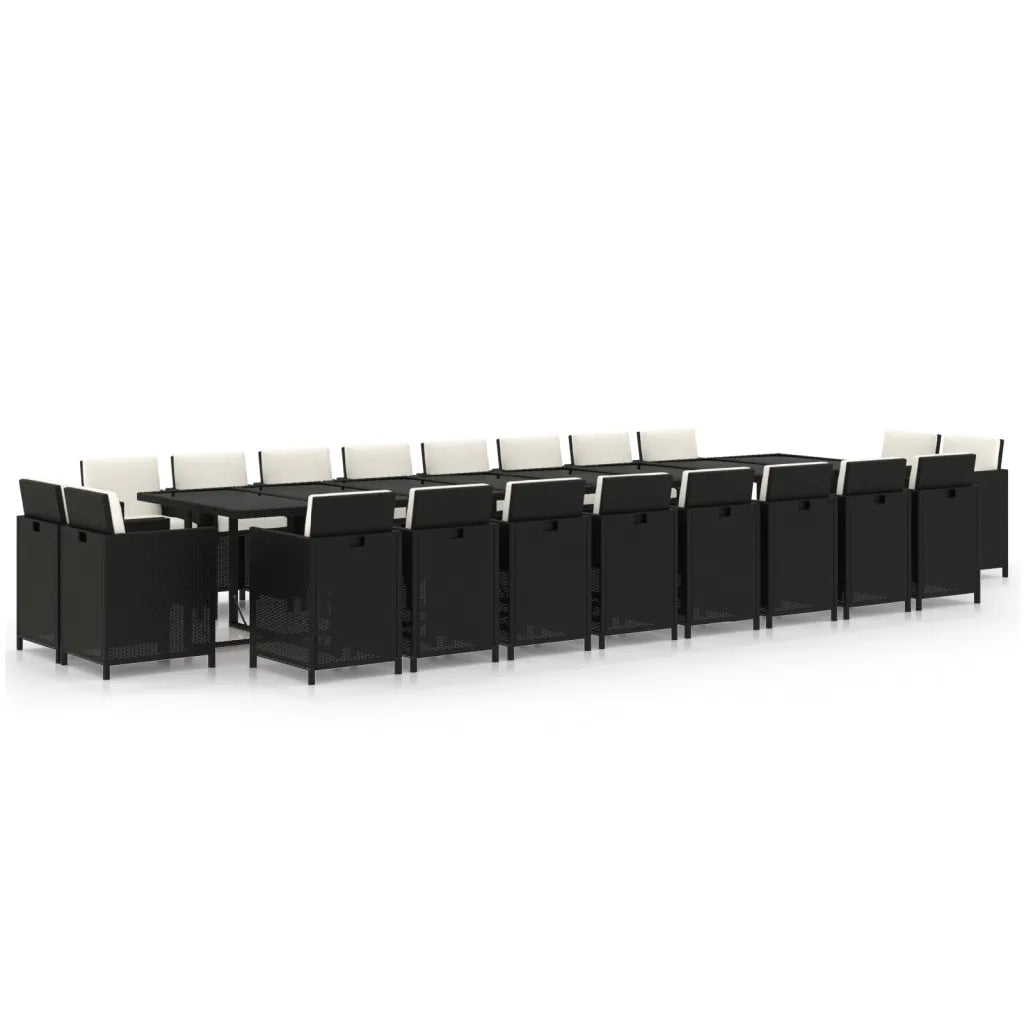 Set da Pranzo da Giardino 21 pz con Cuscini in Polyrattan Nero 3095667